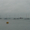 Moored boats in the morning mist off Cowes