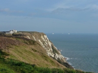 The view along the cliff tops - the ships were leaving / entering Dover harbour