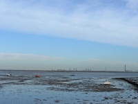 The view across mudflats to the Isle of Sheppey