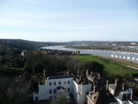 The view inland along the River Medway from the top of Rochester Castle