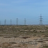 The powerlines from the two nuclear power stations at Dungeness