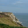 The view along the cliff tops - the ships were leaving / entering Dover harbour