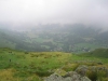 Day 1 - The view from Stone Arthur into the valley of Grasmere. As we ate lunch the cloud lifted and cleared slightly