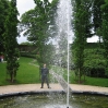 One of the side pools with fountain alongside the grand cascade at Alnwick Garden