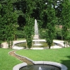 A spiral of rock in a side pool at Alnwick Garden