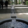 A spiral of rock in a side pool at Alnwick Garden