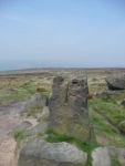 Aiggin Stone at the end of Blackstone Edge, which marks a sharp turn in the Pennine Way