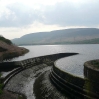 Torside Reservoir overflow, looks like it has been dry recently - that is good news!