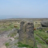 Aiggin Stone at the end of Blackstone Edge, which marks a sharp turn in the Pennine Way