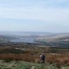 The view back over the Walshaw Dean Reservoirs