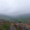 Descending out of the low cloud from Great Shunner Fell into Thwaite