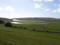 The view back along Seven Sisters with Birling Gap and Belle Tout lighthouse