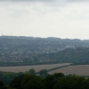 The end of the South Downs Way in the gloom across the fields to Winchester