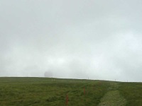 The \'Golf Ball\' radar station on top of Lowther Hill (the highest point on the Southern Upland Way) in the mist at the start of day 6