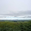 The Eildon Hills on the horizon looking back towards Melrose