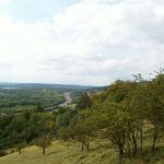 View looking west along the North Downs with the M25