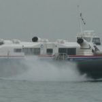 A hovercraft leaving Ryde on the IoW